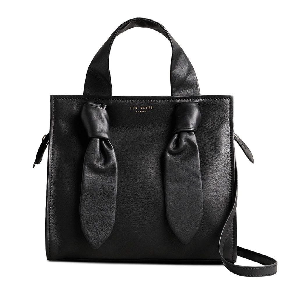 Ted Baker Niyah Black Leather Bow Knot Small Tote Small Crossbody